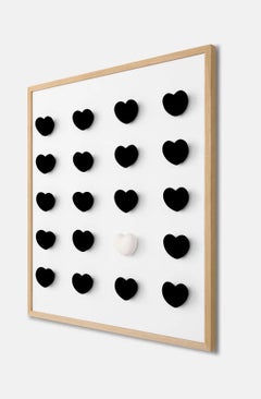 Black and White Heart Installation With Frame by Hatsu