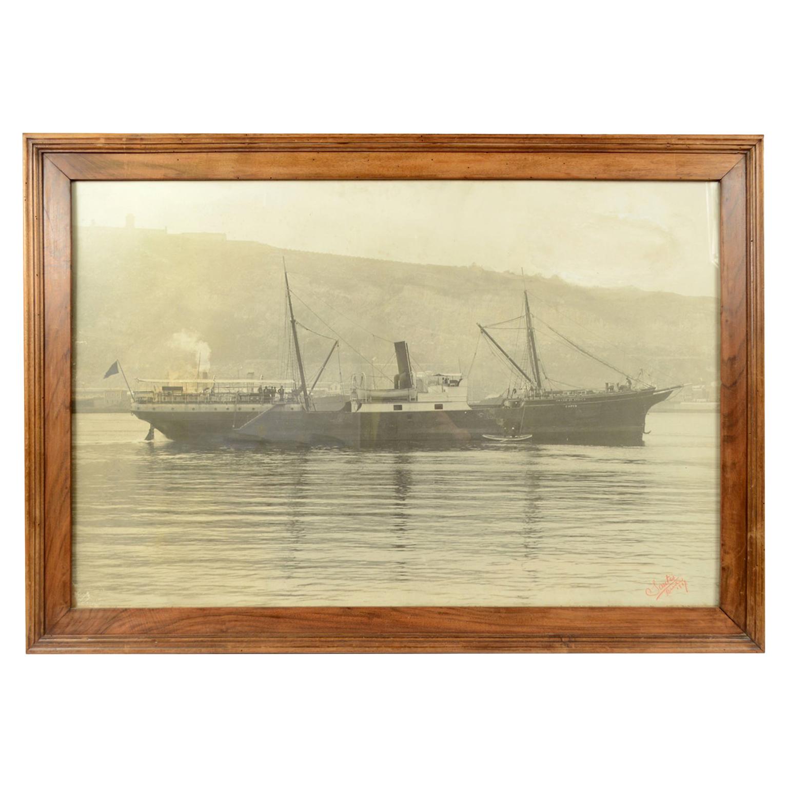 Antique Nautical Historical Picture of the Ship Virgen De Africa Cadiz, 1917 For Sale