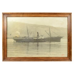 Antico quadro storico nautico della nave Virgen De Africa Cadiz, 1917