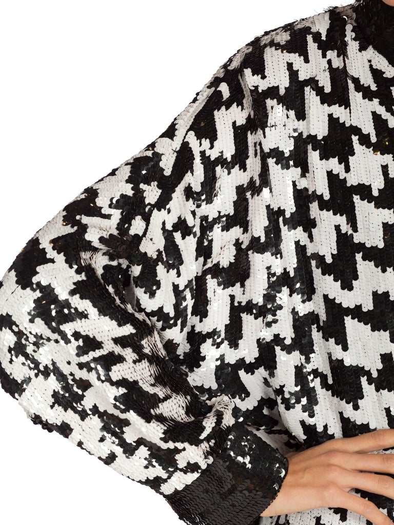 Black and White Houndstooth Sequin Bomber Jacket and Skirt at 1stDibs