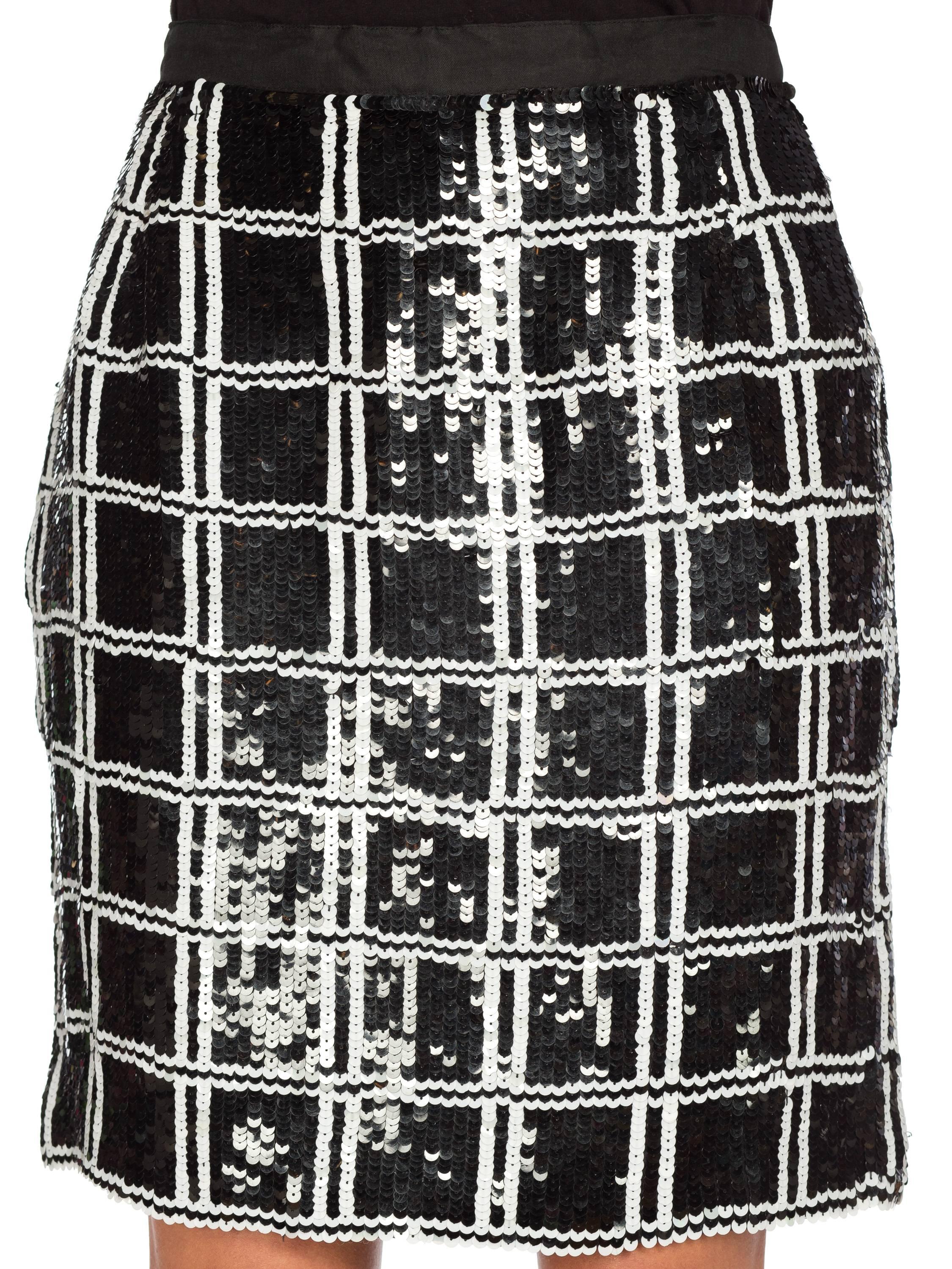 Black and White Houndstooth Sequin Bomber Jacket and Skirt 3