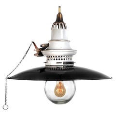 Antique Black and White Humphrey Gas Lamp - 20 Inch Shade