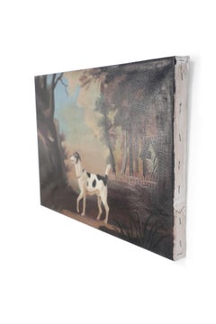 Black and White Hunting Dog Oil Painting