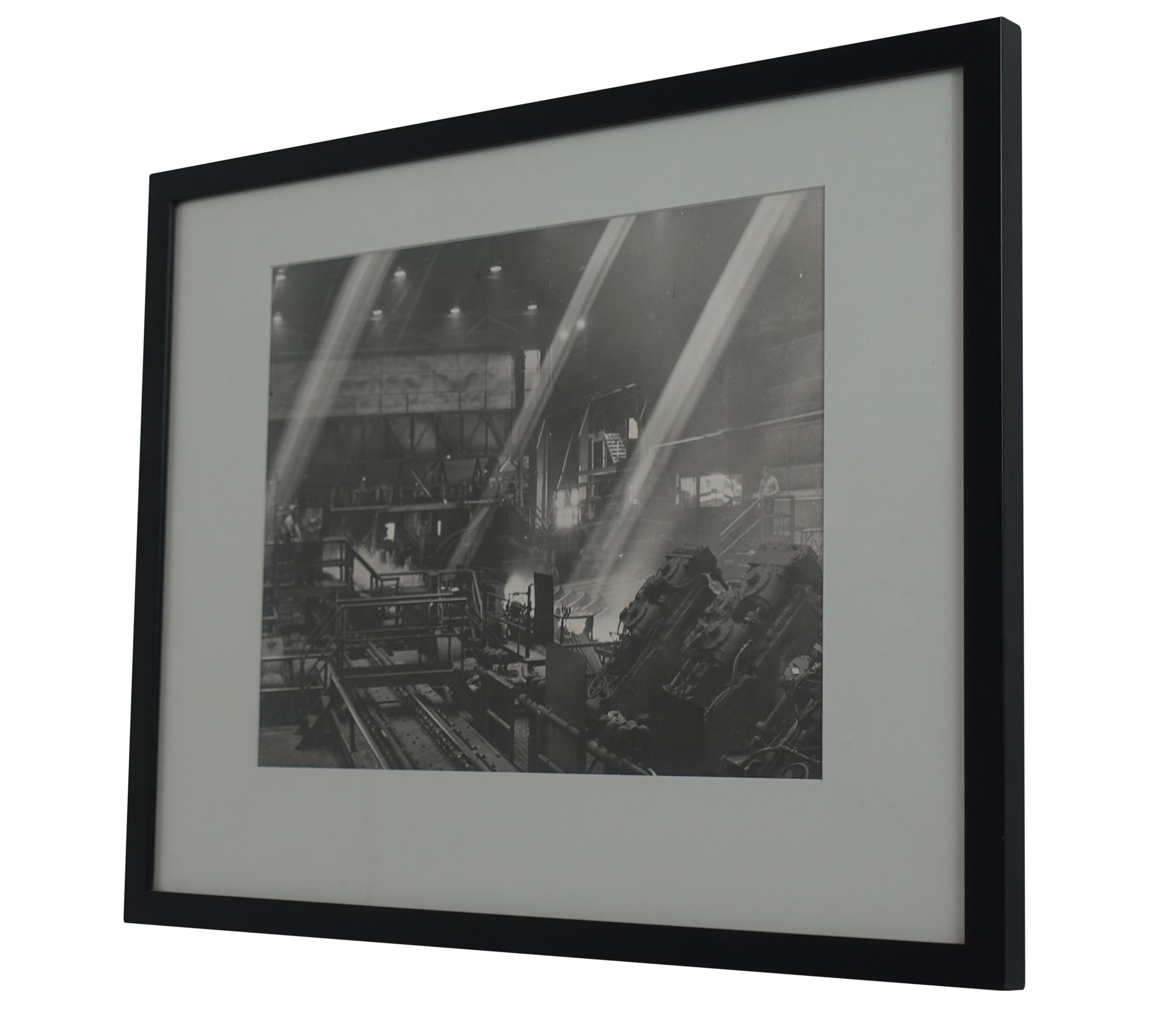 Mid-Century Modern Black and White Industrial Factory Scene Photograph, American, 20th Century For Sale
