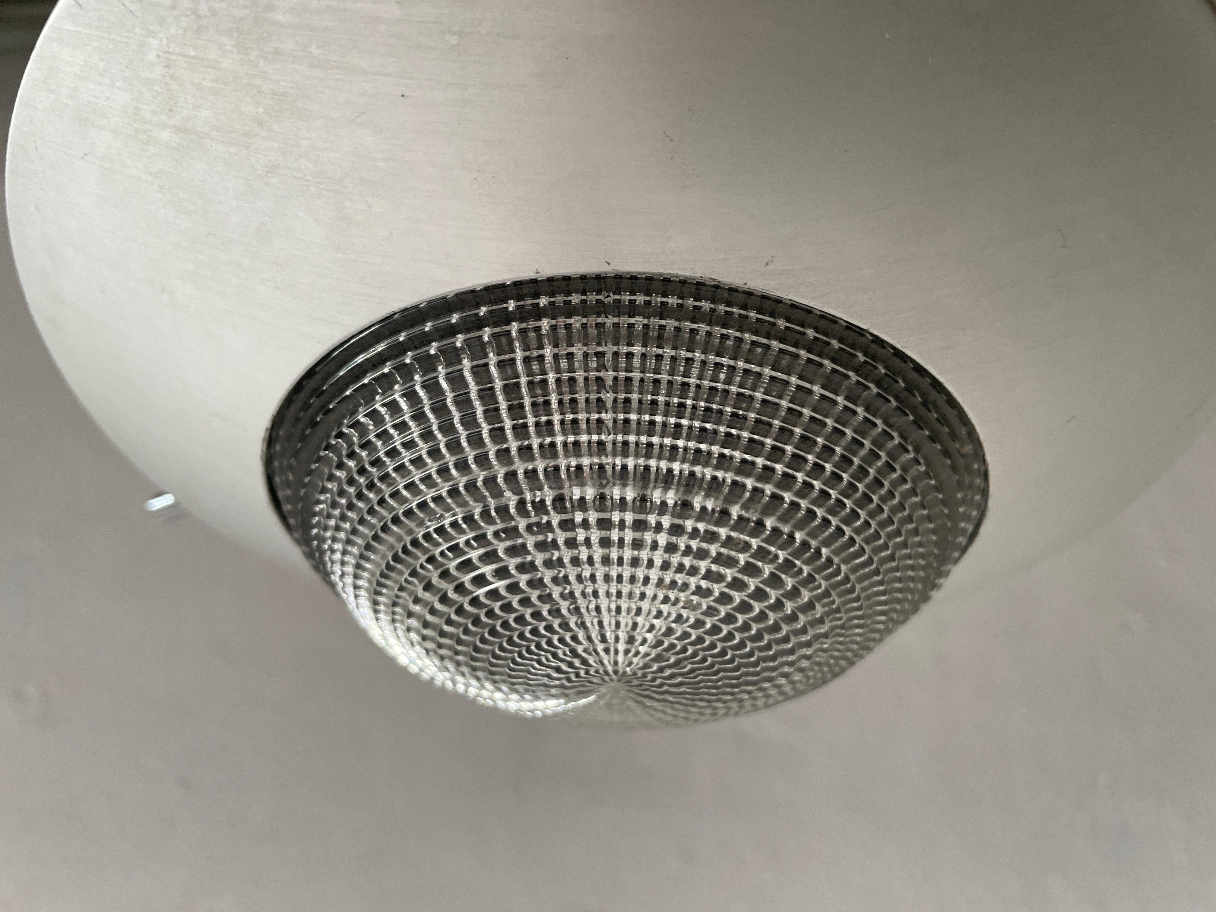 Mid-20th Century Black and White Industrial Flush Mount Light, in Style of Stilnovo, 1960s, Italy For Sale