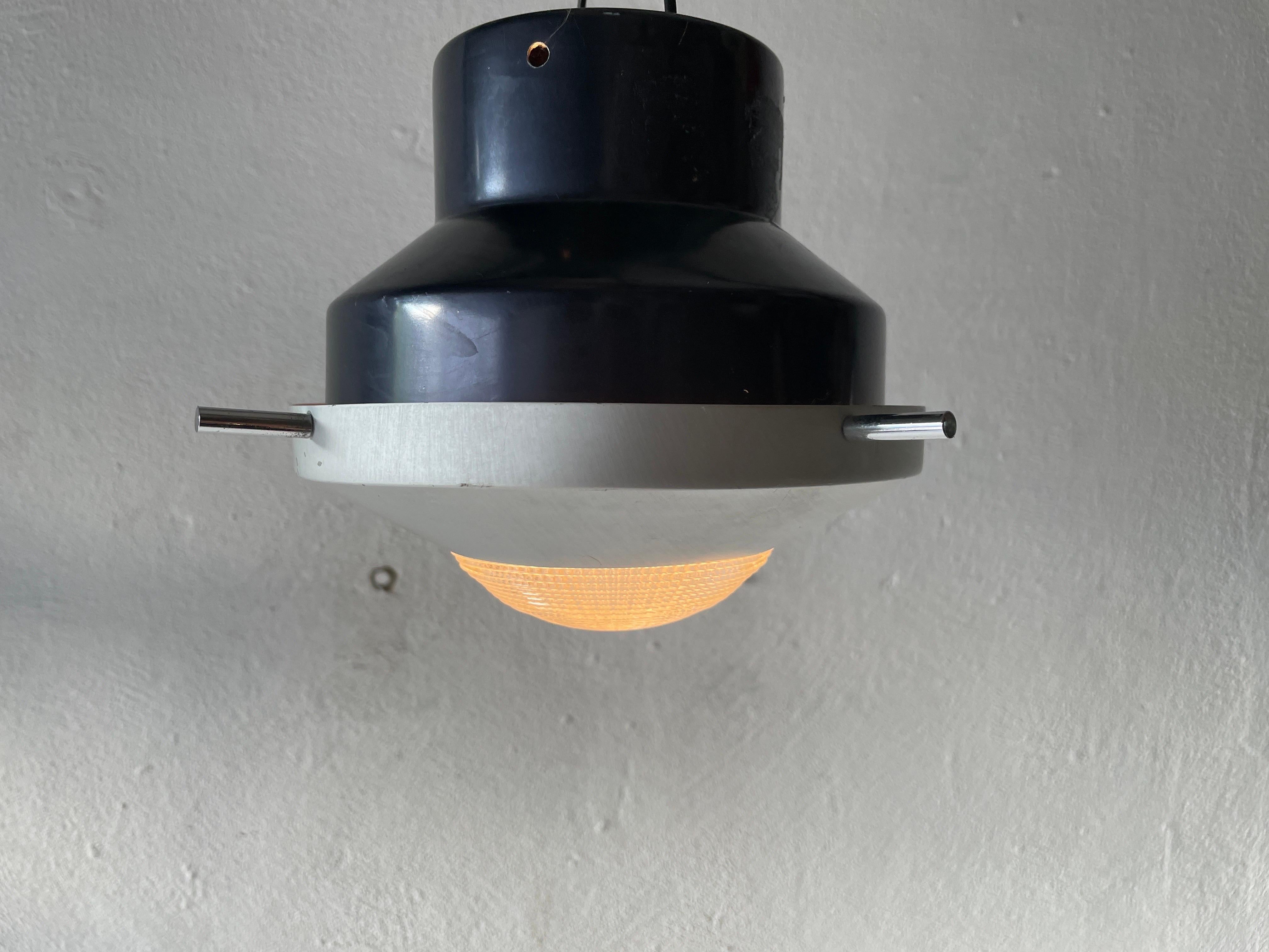 Black and White Industrial Flush Mount Light, in Style of Stilnovo, 1960s, Italy For Sale 1