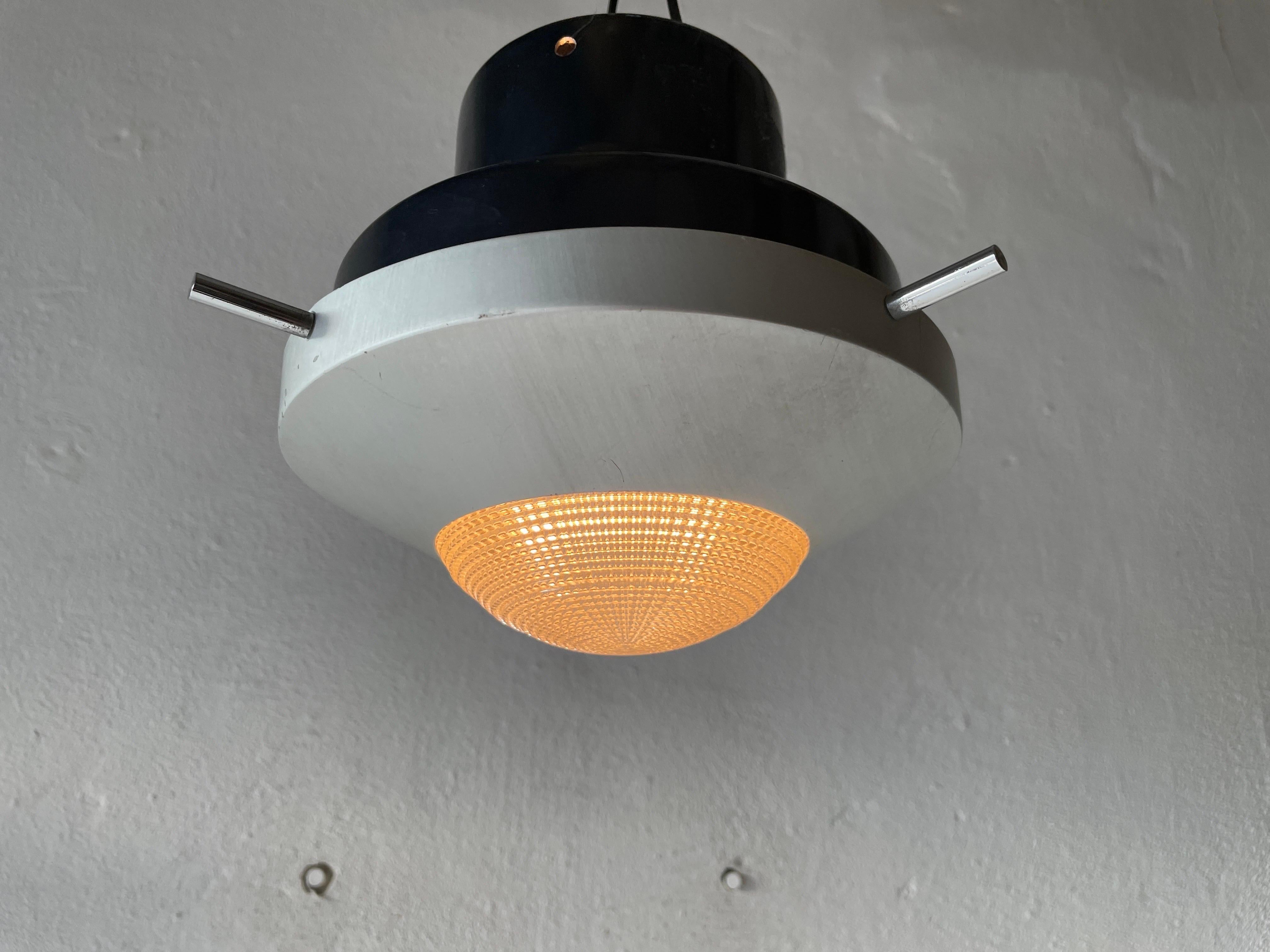 Black and White Industrial Flush Mount Light, in Style of Stilnovo, 1960s, Italy For Sale 2