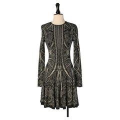 Black and white jacquard cocktail dress ALEXANDER McQUEEN