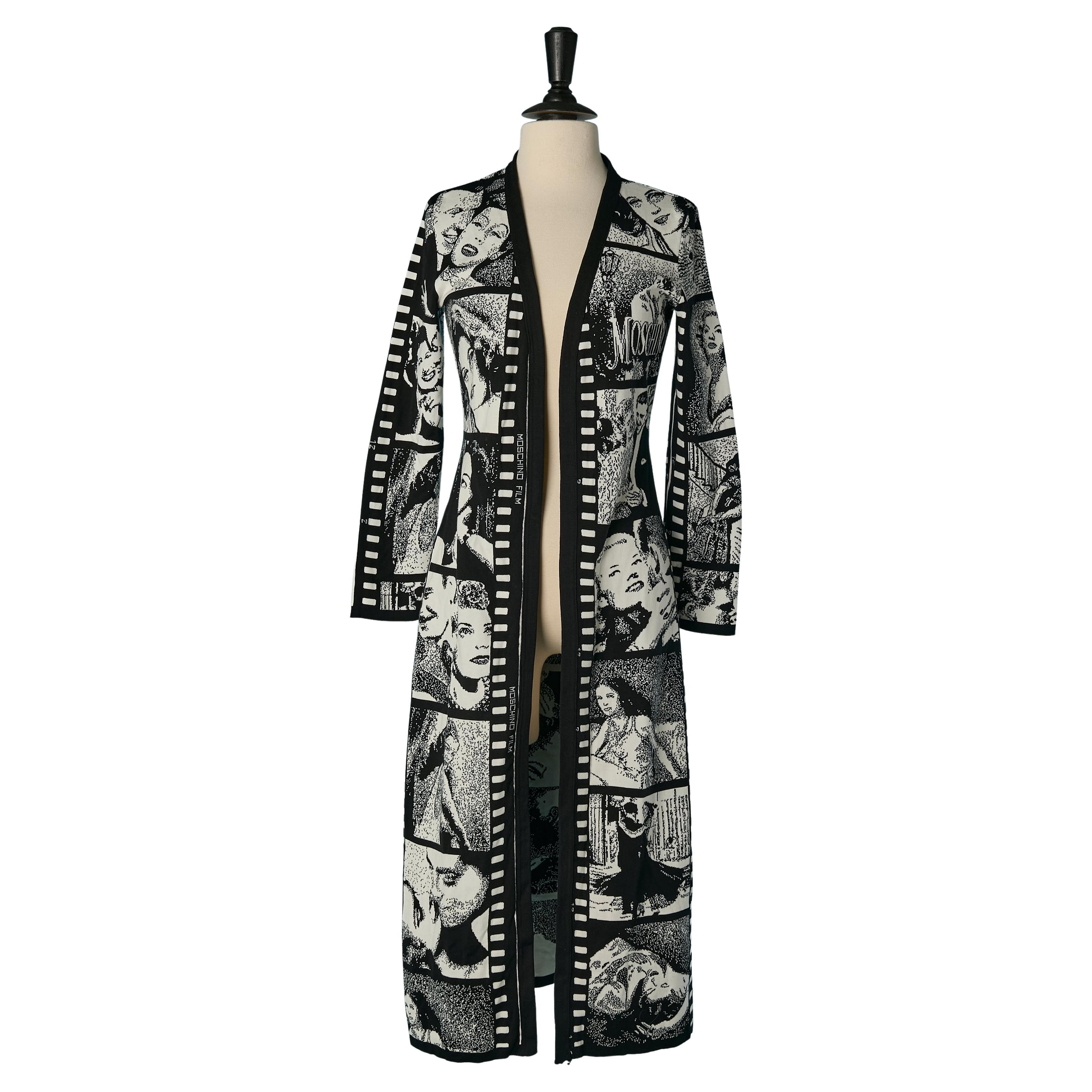 Black and white jacquard knit coat MOSCHINO COUTURE!