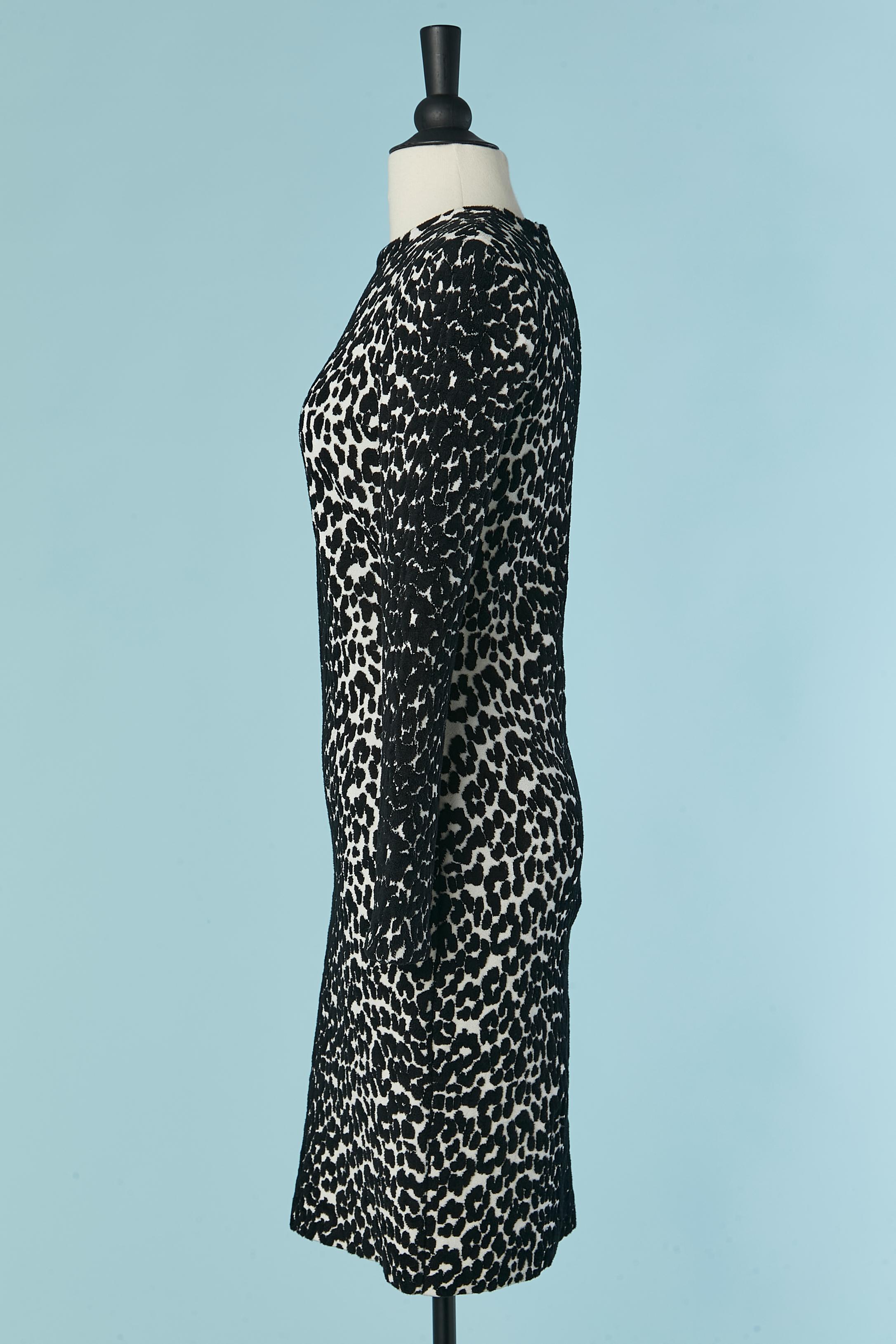 Black and white jacquard knit dress with leopard pattern GIVENCHY For Sale 1