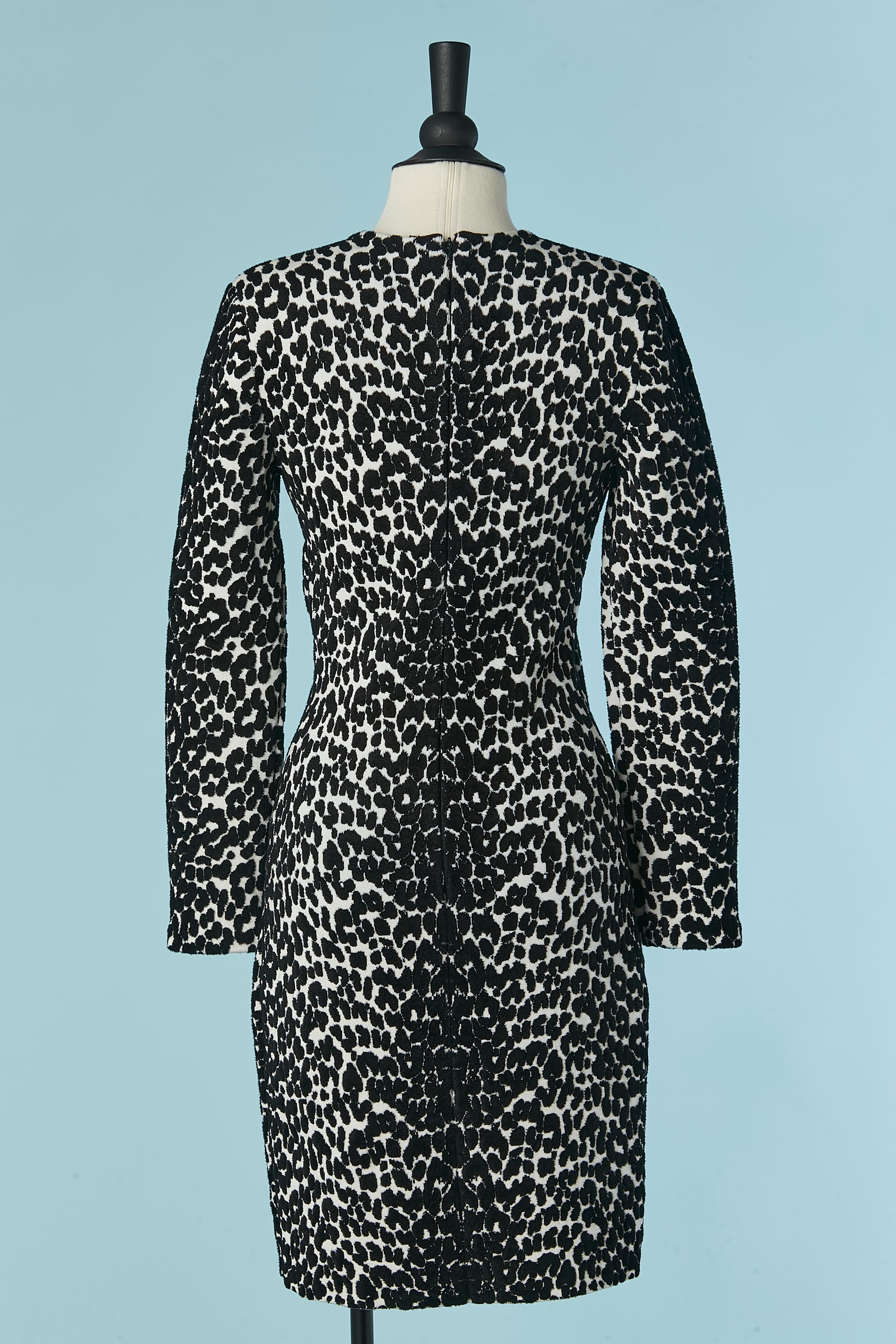 Black and white jacquard knit dress with leopard pattern GIVENCHY For Sale 2