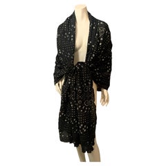 Black and White Japanese Shibori Silk Shawl Attributed to Comme des Garçons