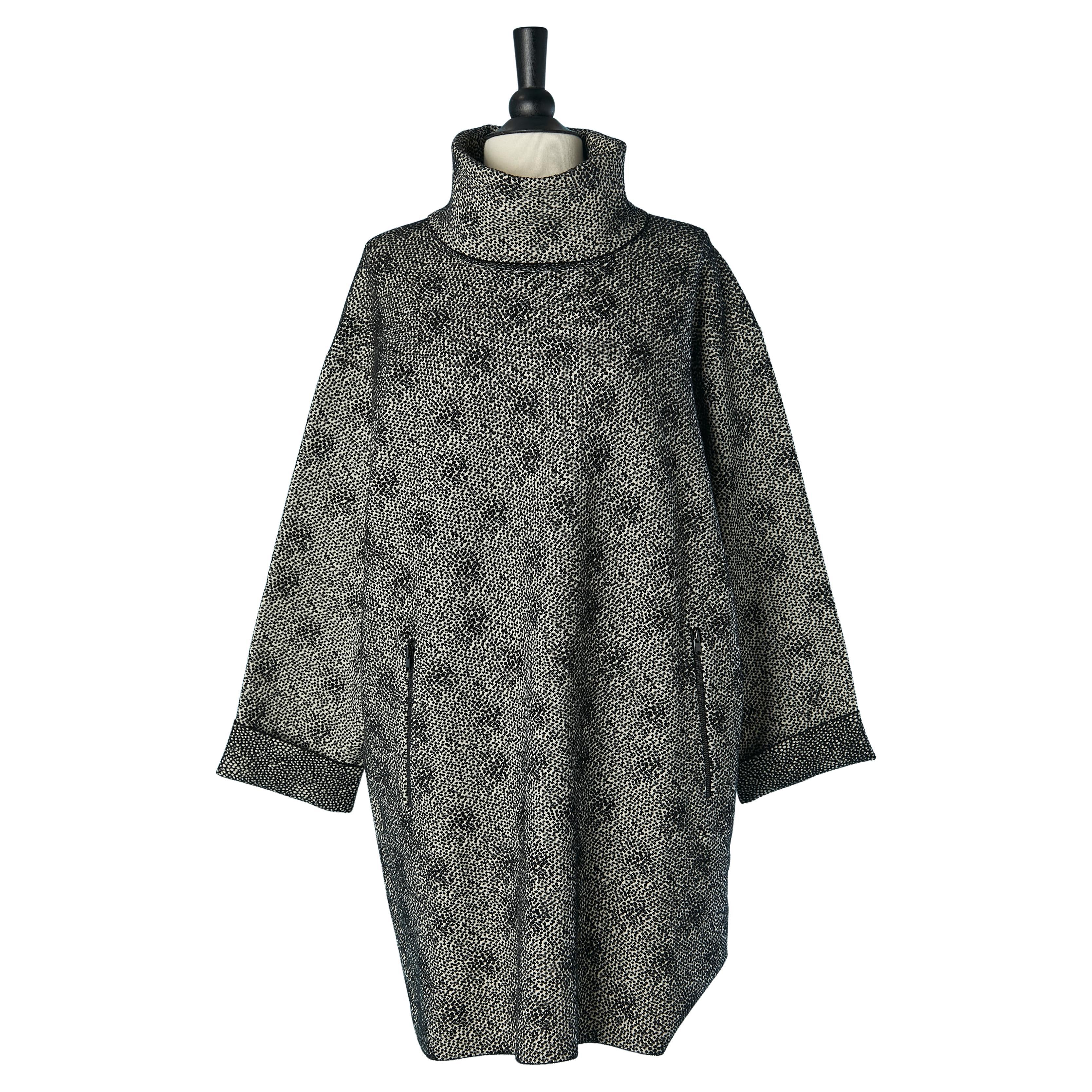 Schwarz-weißes Jacquard-Strickkleid aus Strick ALAIA