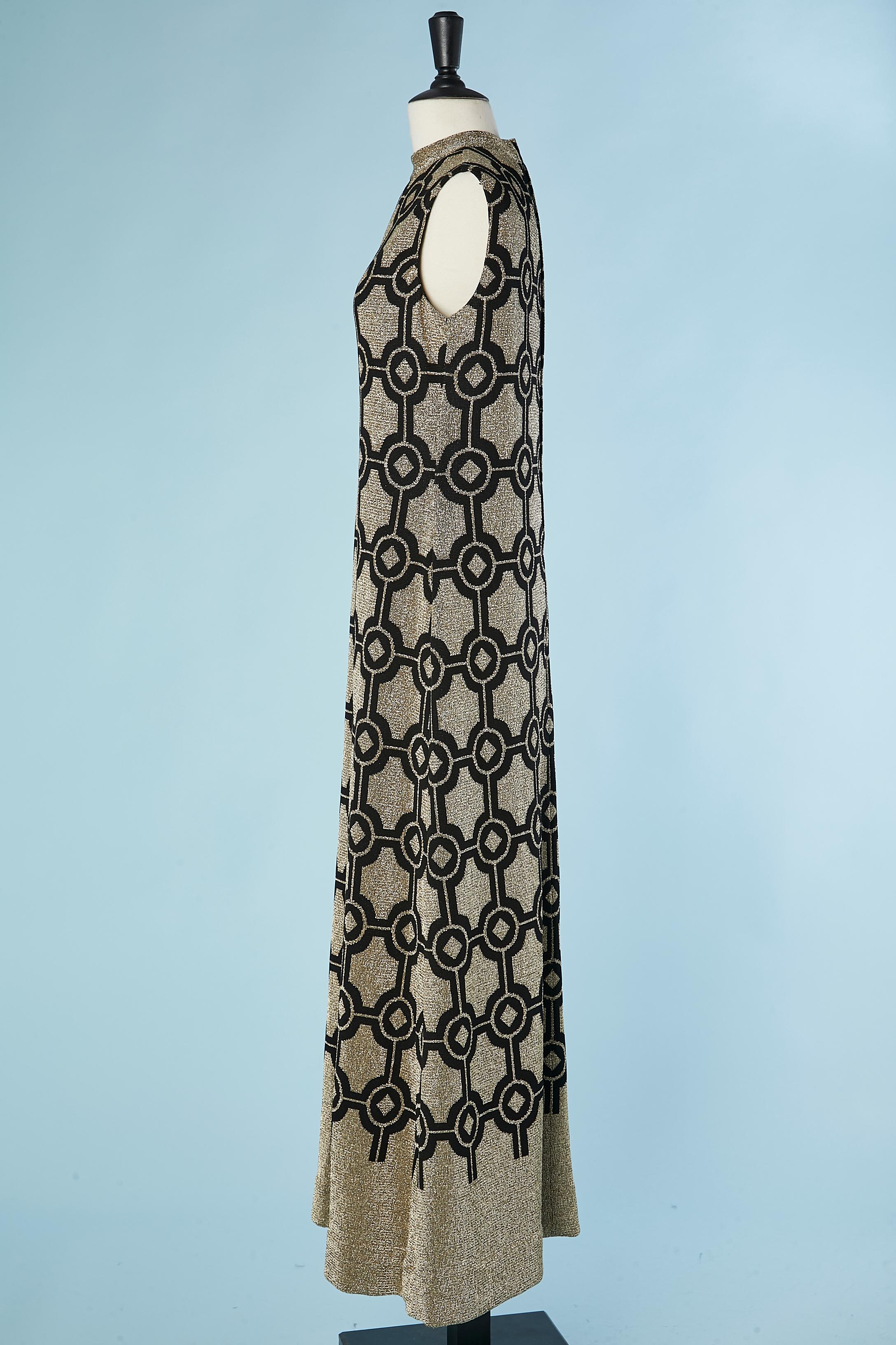 Women's Black and white knit lurex sleeveless evening dress Pierre Balmain 