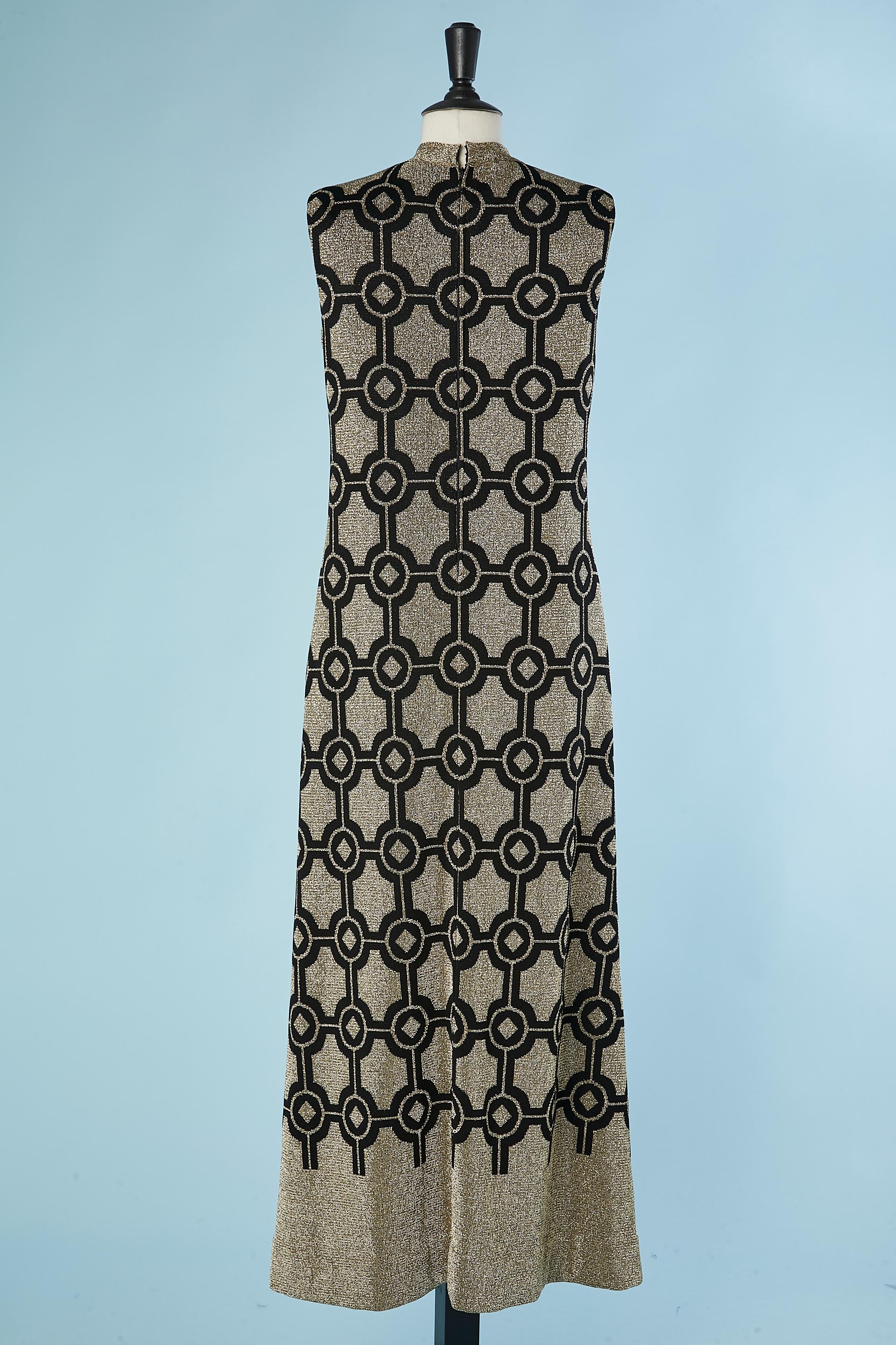 Black and white knit lurex sleeveless evening dress Pierre Balmain 