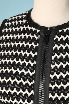 Black and white knitted faux leather sleeveless dress  Bonjour Paulette