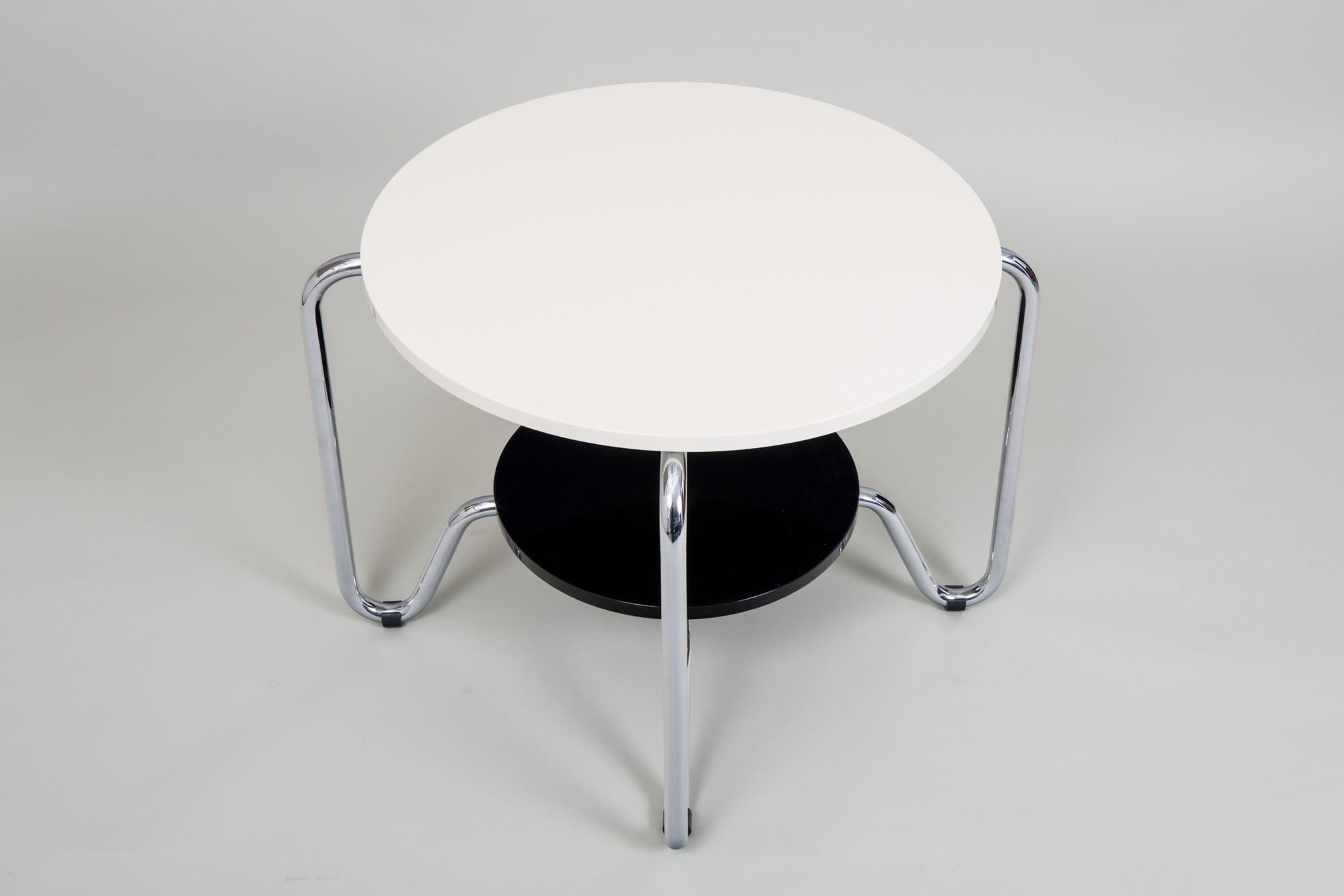 Steel Black and white Kovona table made in 1950s Czechia For Sale