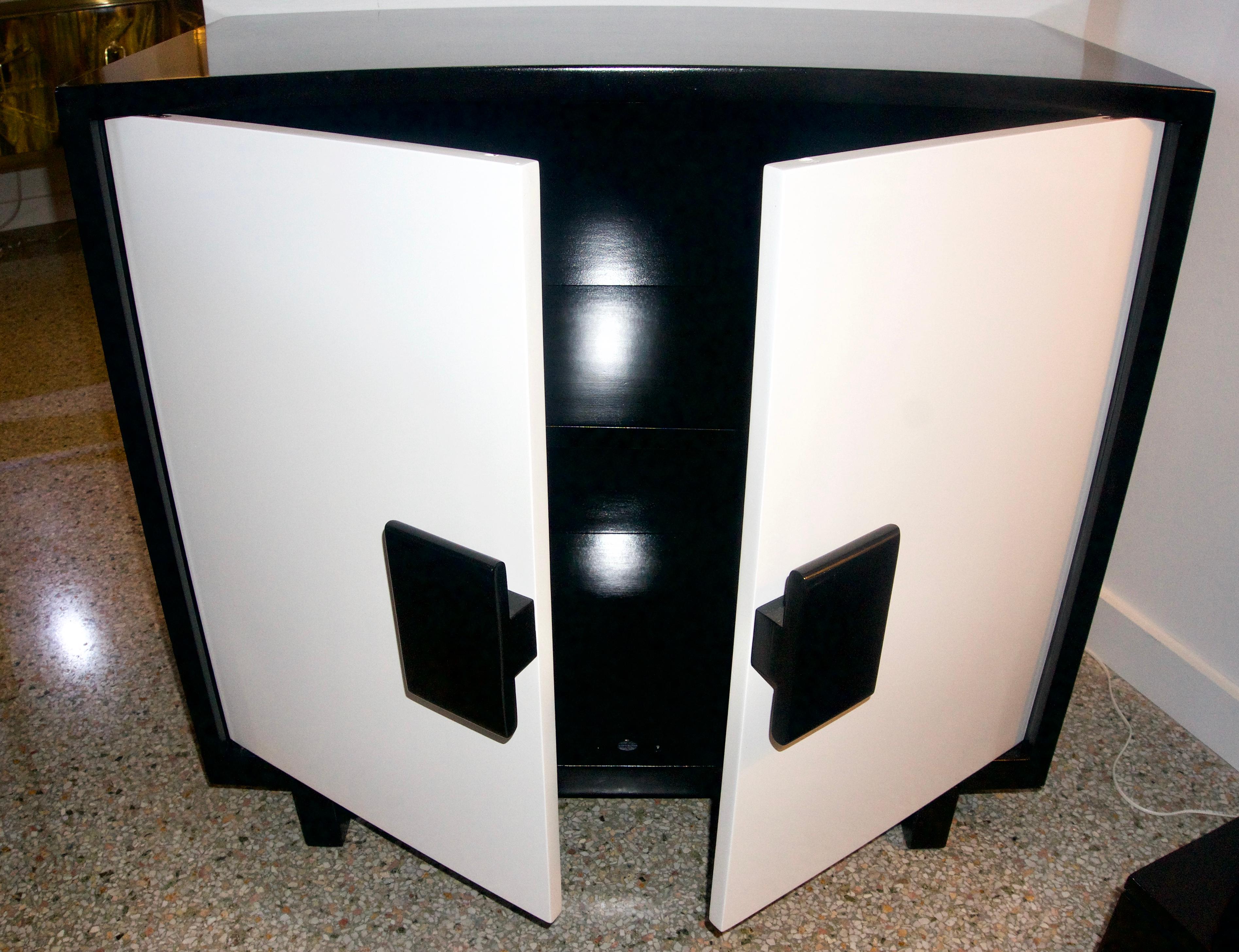 Painted Black and White Lacquered Cabinet