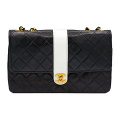Black and White Leather Chanel Handbag
