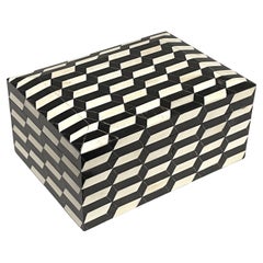 Black and White Lidded Bone Box, Indonesia, Contemporary