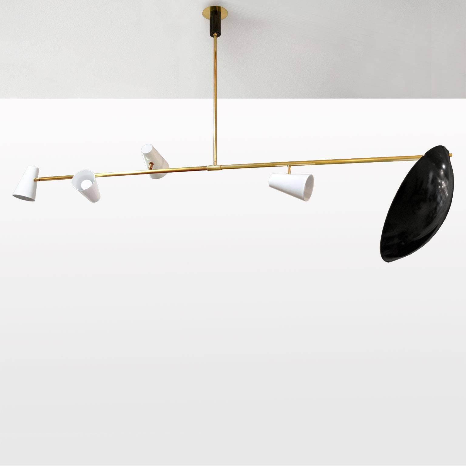 Modern Black and White Light Fixture with Reflector Disk by G.C.M.E.