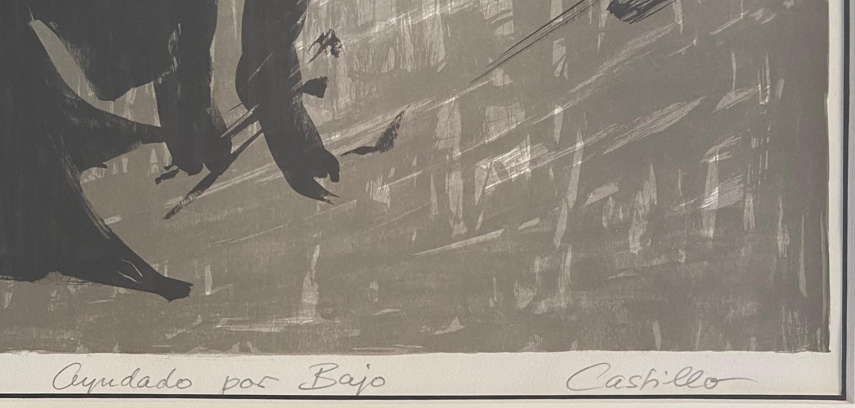 Litografía en blanco y negro de Jorge Fernando Castillo titulada 