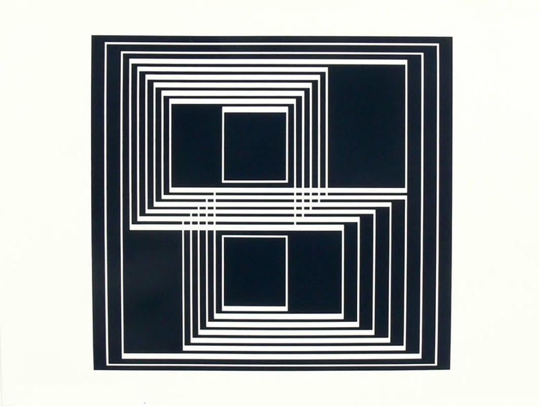 Lithographie abstraite de Josef Albers tirée de Formulation and articulation, publiée par Harry N. Abrams Inc, New York, et Ives Sillman Inc, New Haven, vers 1972. Cette œuvre provient du portfolio I, dossier 33. Elle a été encadrée dans un cadre de