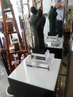 Black and White Lucite Illuminated Pedestal