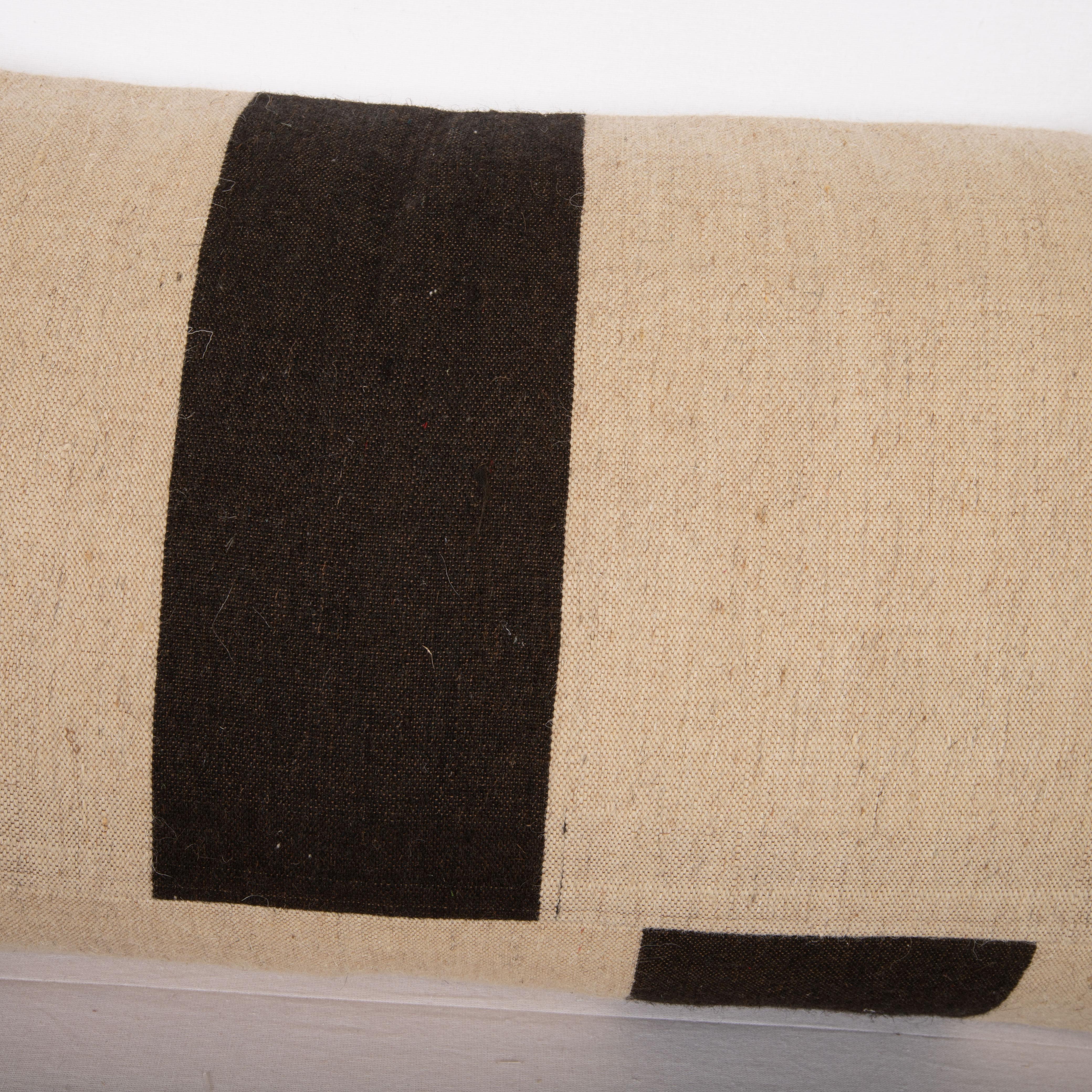 Hand-Woven Black and White Lumbar Pillow Cover Made from a Contemporary Textile For Sale