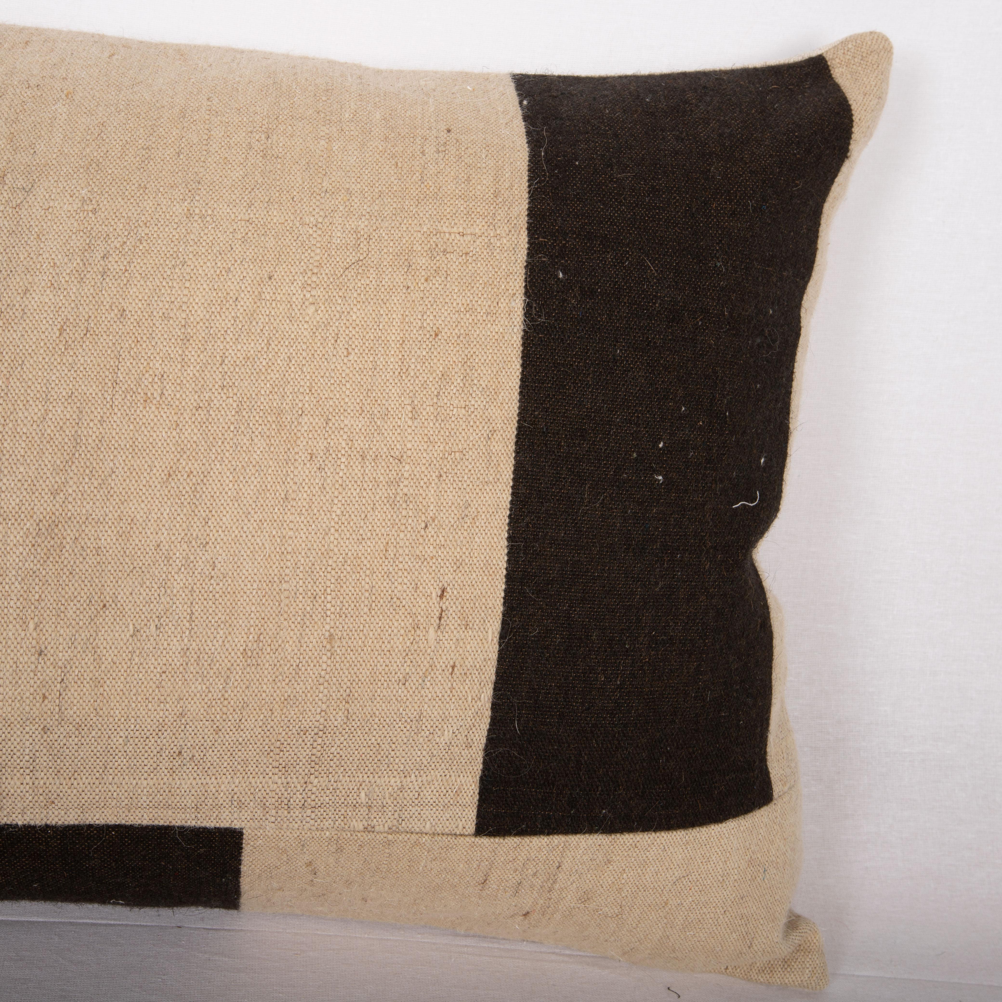 Wool Black and White Lumbar Pillow Cover Made from a Contemporary Textile For Sale