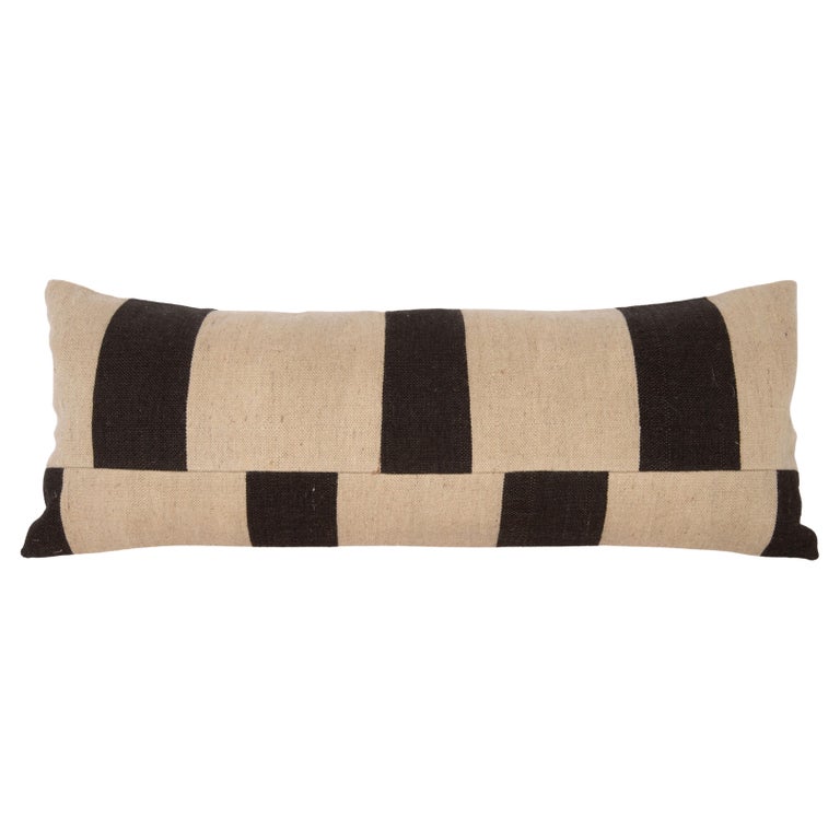 Black and White Lumbar Pillow Cover Made from a Contemporary Textile