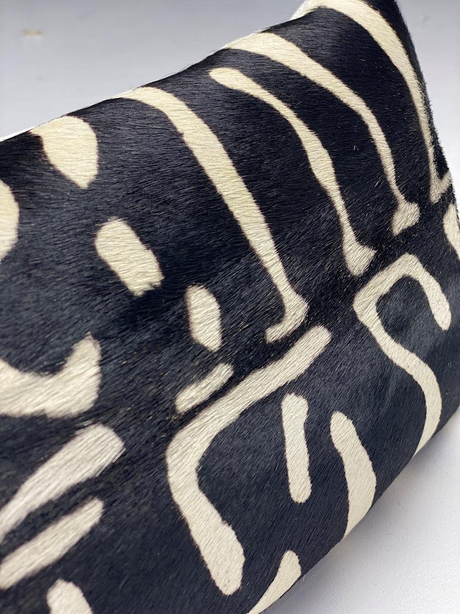 Australian Black and White Lumbar Pillow, Tribal Abstract