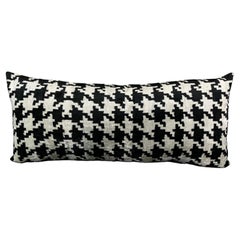 Black and White Lumbar Velvet Silk Ikat Pillow Cover