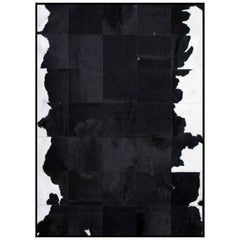 Grand tapis de sol en cuir de vache El Gordo noir et blanc, personnalisable, XX-Large