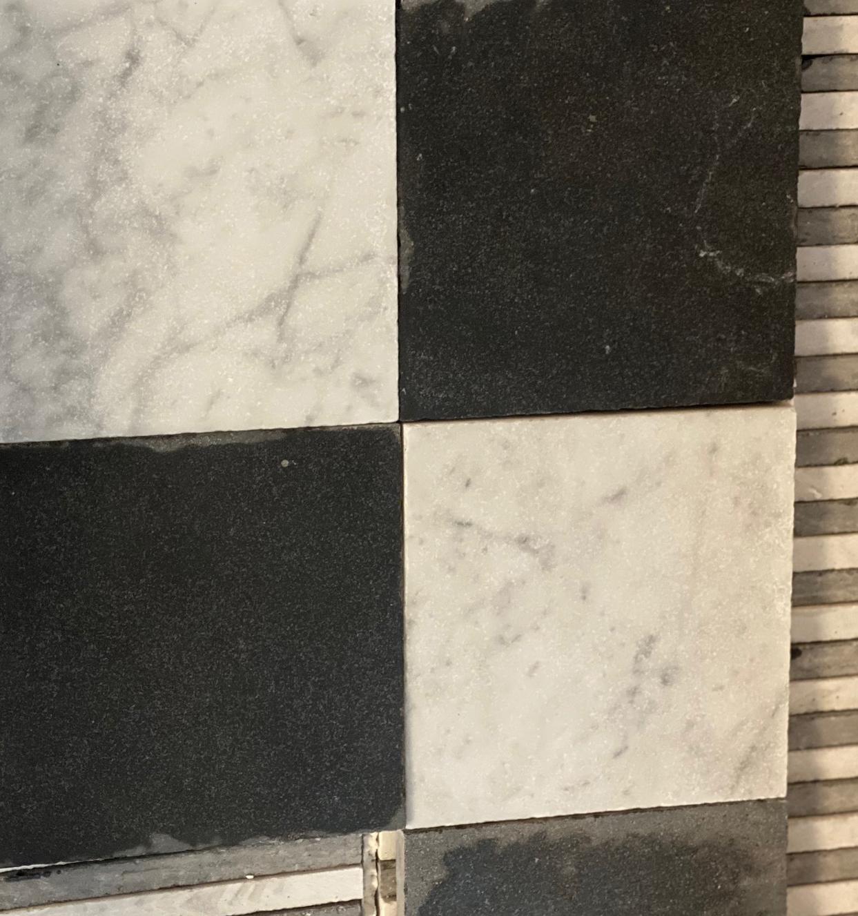 Moroccan Black and White Marble Checkerboard Flooring For Sale