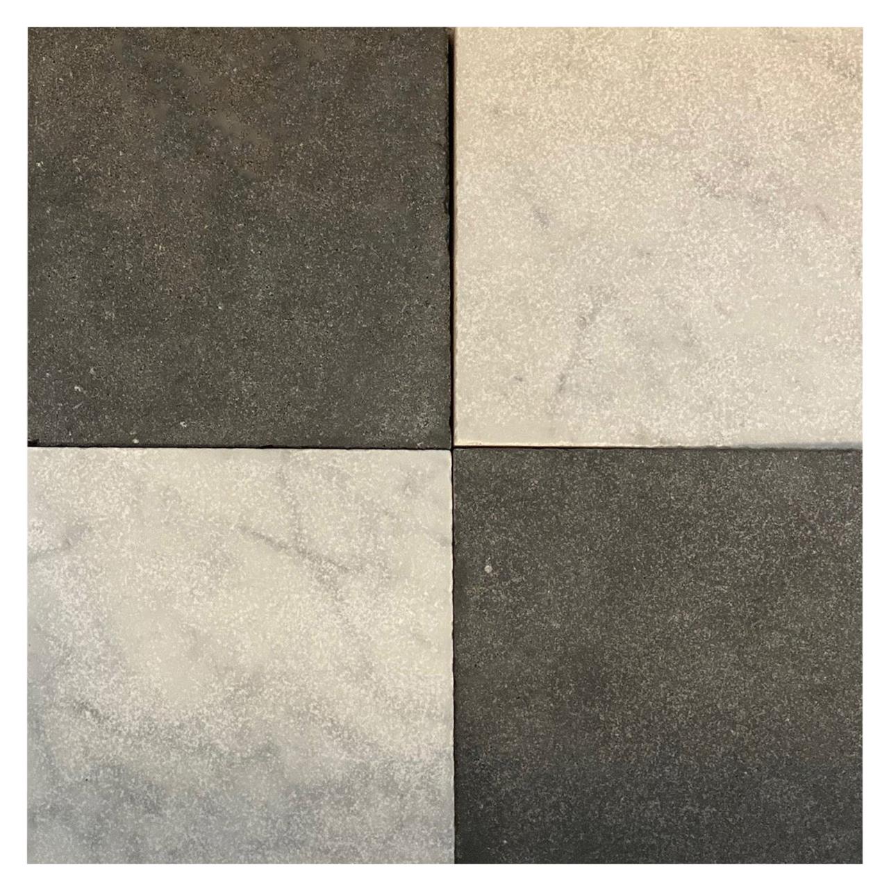 Black and White Marble Checkerboard Flooring For Sale
