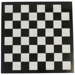 Black and White Marble Chess Checkers Game Board or Trivet