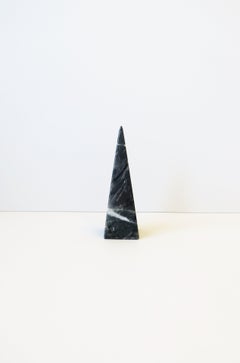 Marble Pyramid Obelisk Style Decorative Object Black White
