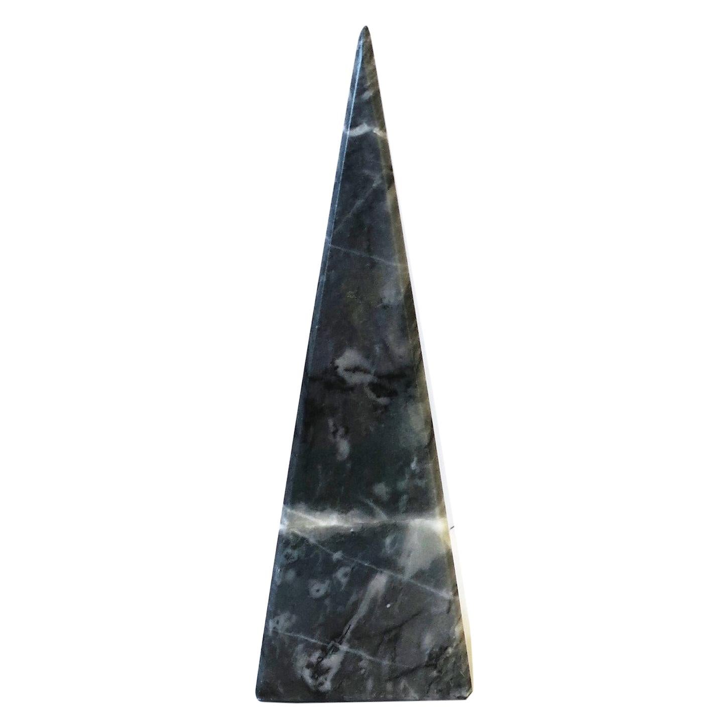Black and White Marble Pyramid Obelisk Style Decorative Object
