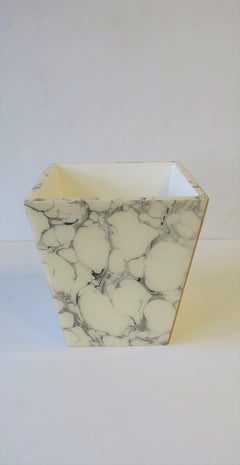 Black and White Marble Style Wastebasket or Trash Can Set