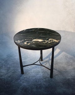 Modern Coffee Table with Black and White Marble Top and Bronze Legs