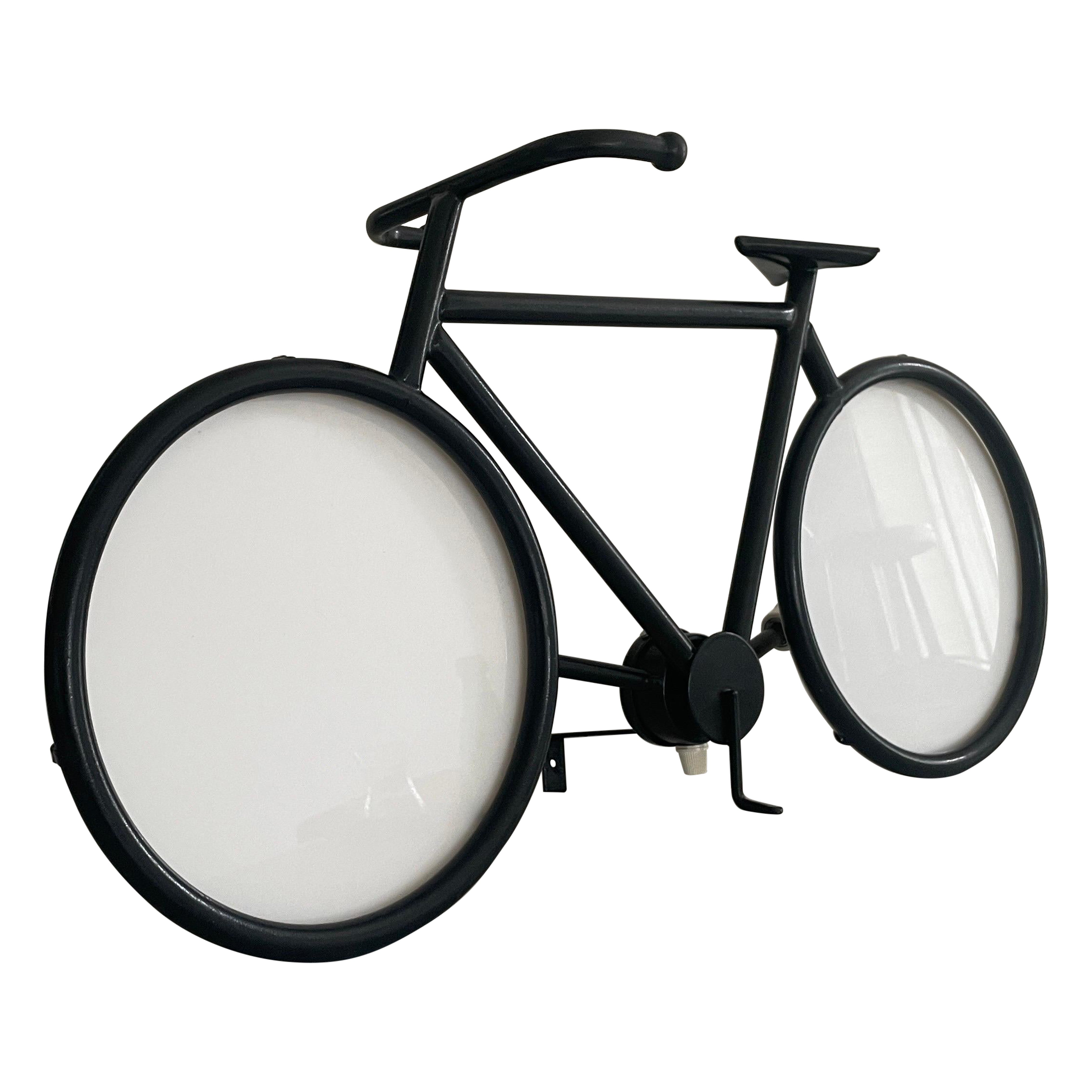 Black and White Metal Bicycle Table Lamp or Wall Lamp by Zicoli, 1970s, Italy For Sale