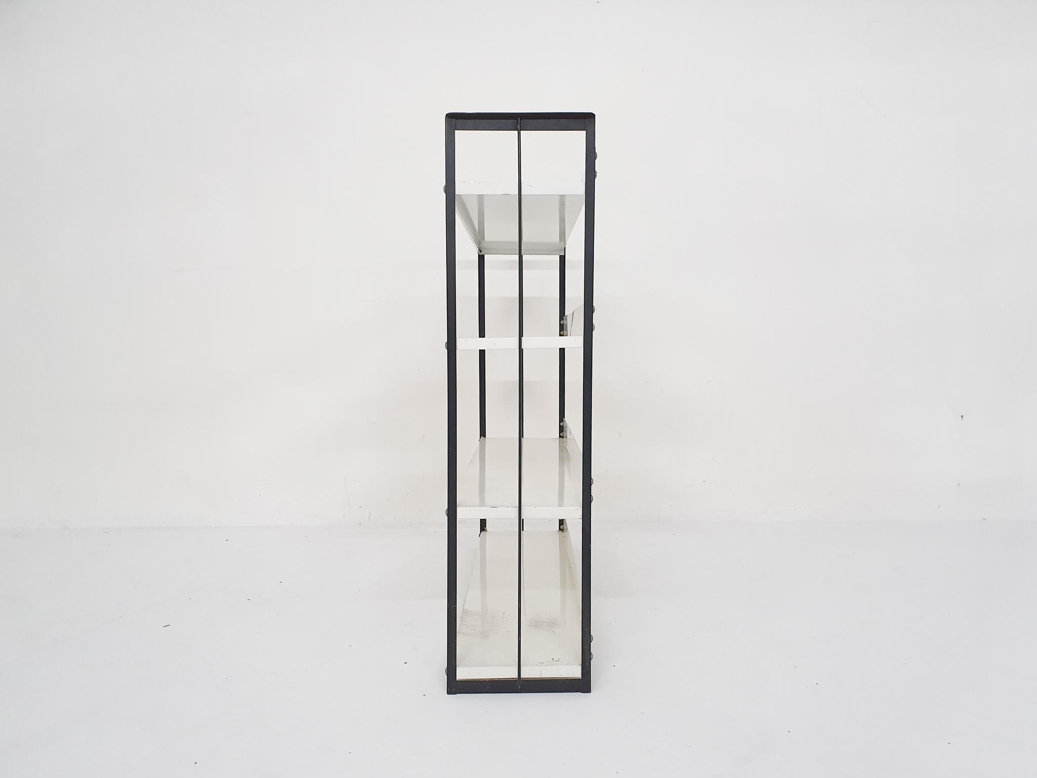 Mid-Century Modern Black and White Metal Book Shelves Attrb. to Tomado, Holland, 1950's For Sale