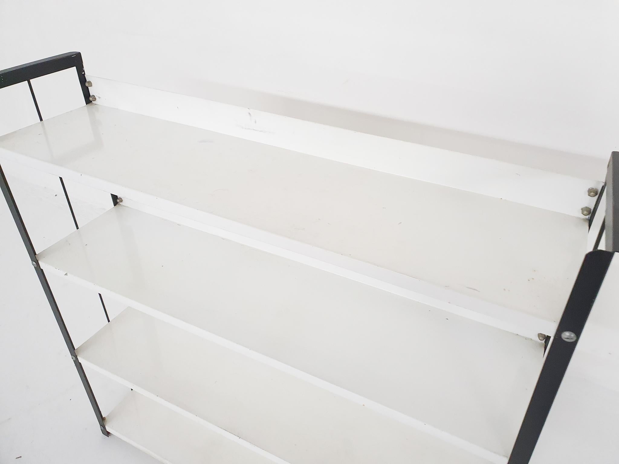 Black and White Metal Book Shelves Attrb. to Tomado, Holland, 1950's For Sale 2