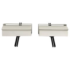 Pareja de apliques de metal blanco y negro de E. Gismondi para Artemide, años 70, Italia