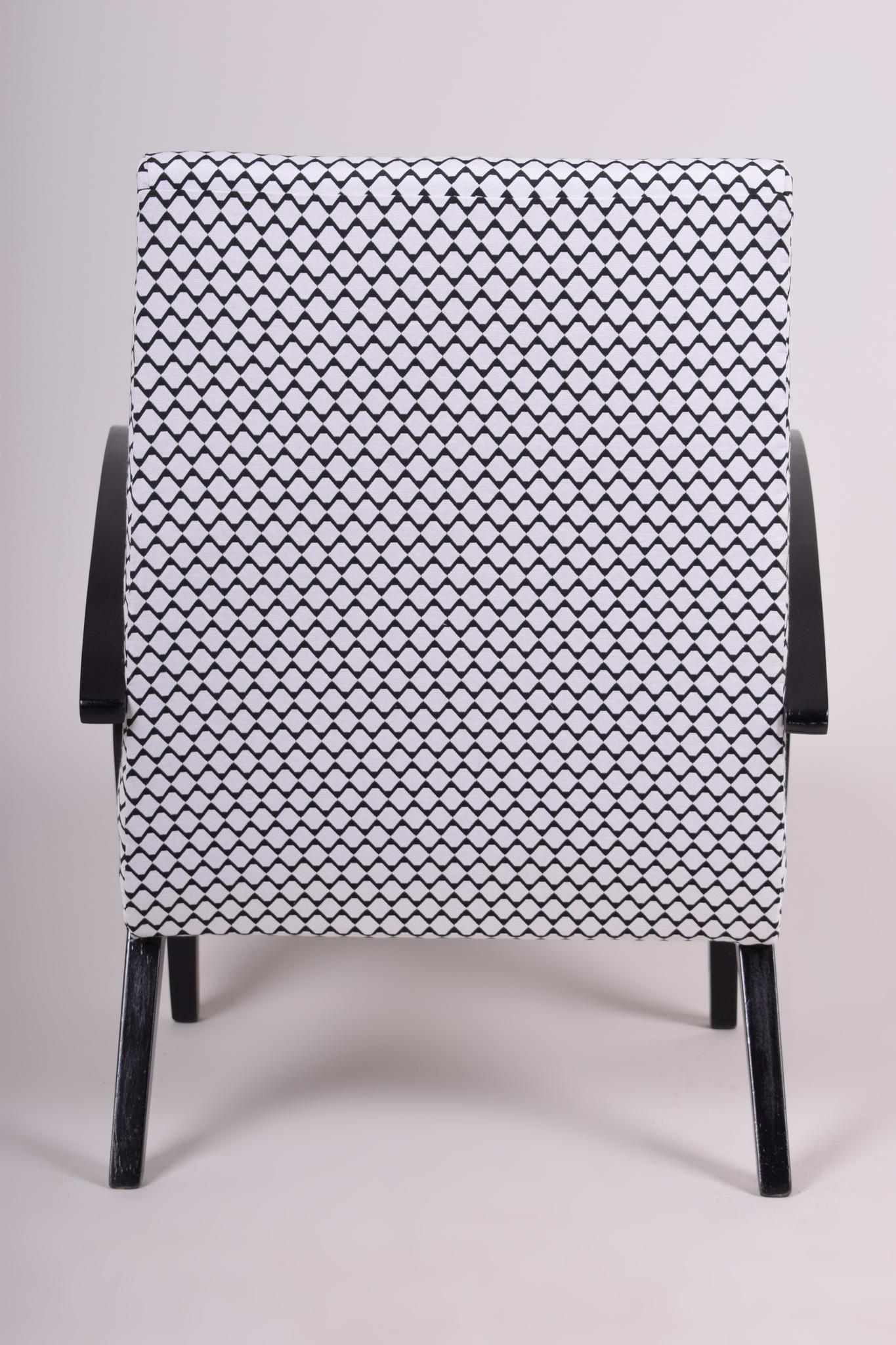Black and White Mid Century Armchairs Made in ´50s Czechia. Fully Restored In Good Condition For Sale In Horomerice, CZ