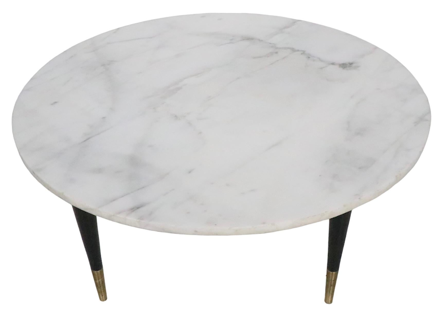 Black and White Mid Century Marble Top Coffee Cocktail Table, circa 1950/1960s For Sale 6