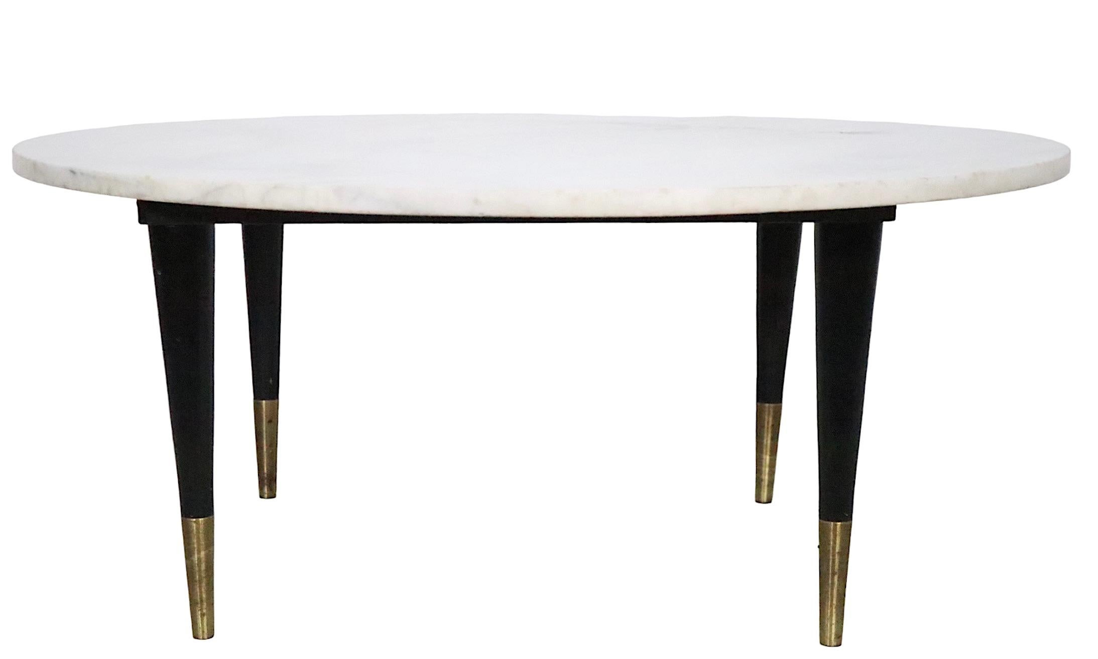 Black and White Mid Century Marble Top Coffee Cocktail Table, circa 1950/1960s For Sale 7