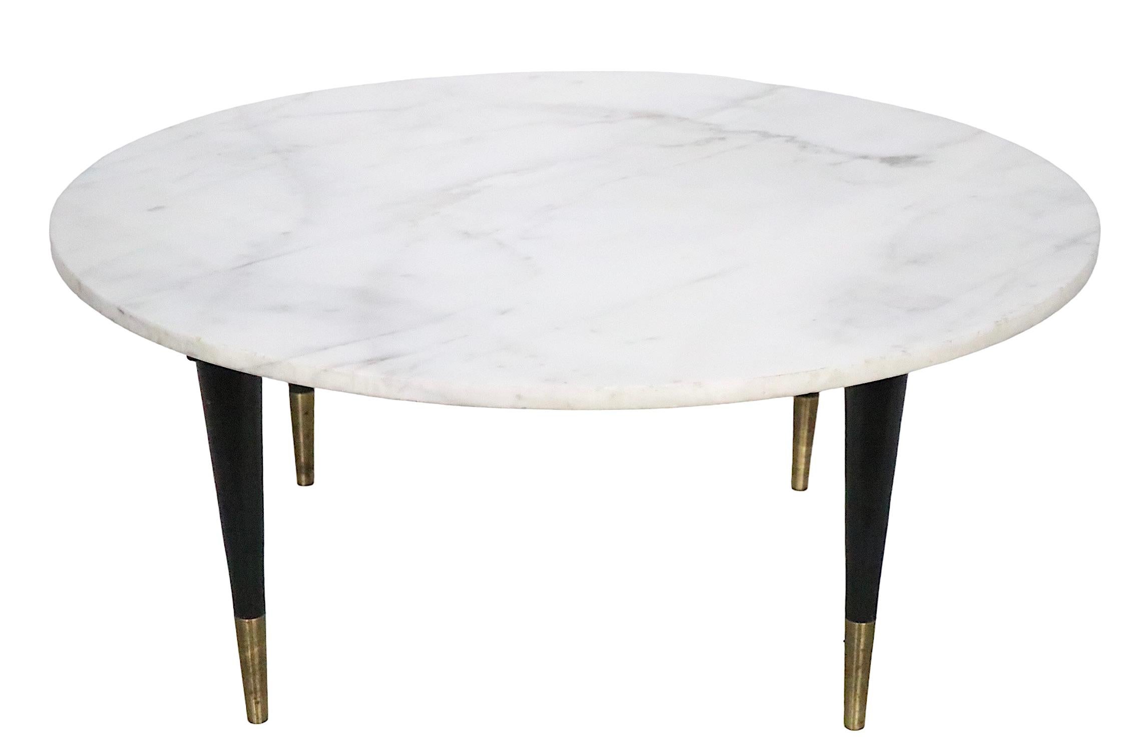 Black and White Mid Century Marble Top Coffee Cocktail Table, circa 1950/1960s For Sale 6