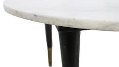 Black and White Mid Century Marble Top Coffee Cocktail Table, circa 1950/1960s